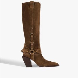 Schutz Maine Buckle Suede Boot In Pecan Size 8 NWOB